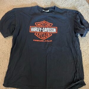 Vintage Italy Harley-Davidson Black Short Sleeve Tee Iconic Logo